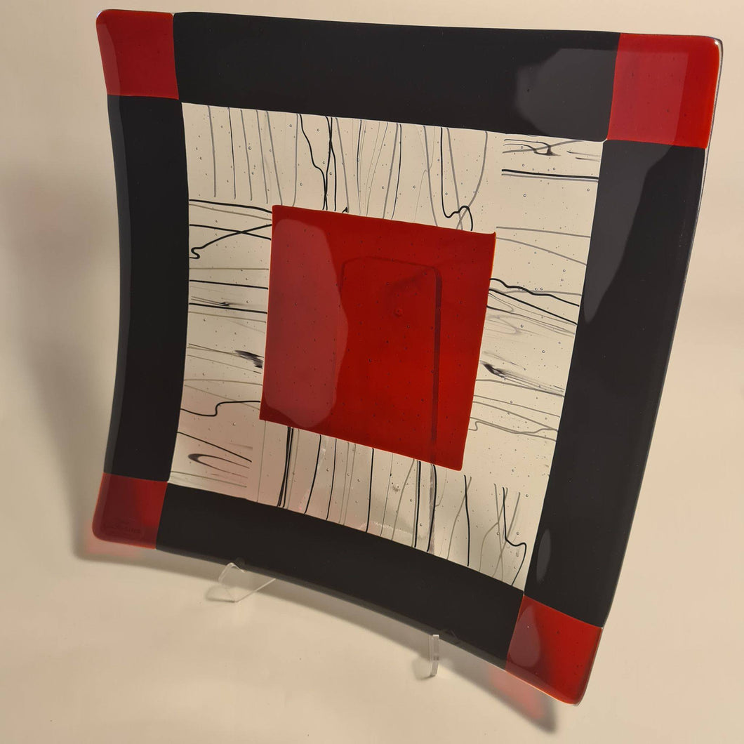 Glasfad i sort og rødt